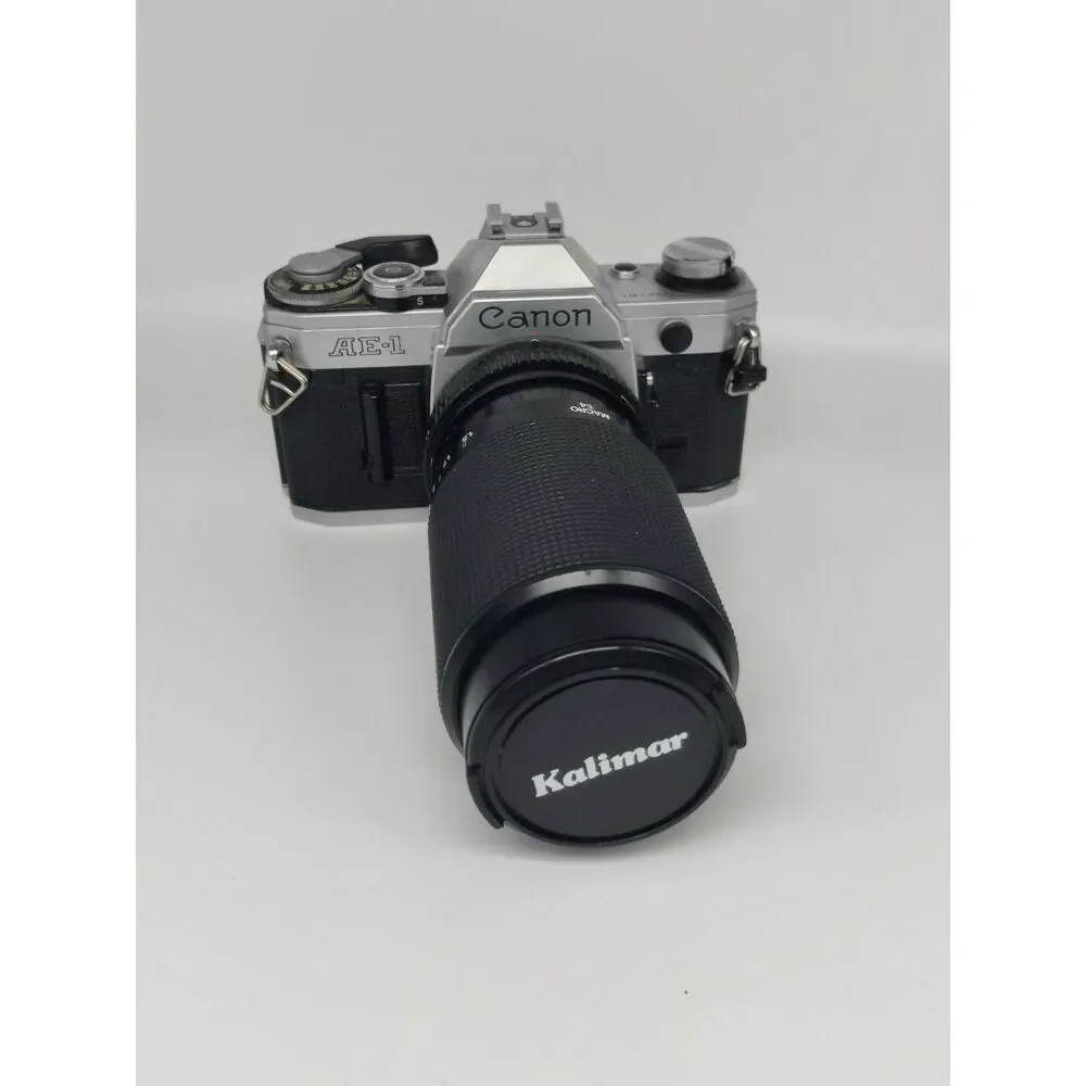 Canon AE-1 35mm Film Camera w/ Japanese Kalimar Telephoto Lens - Untested